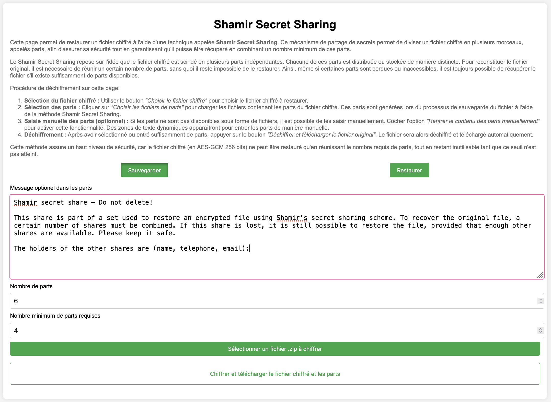 Secrets Backup - Shamir Secret Sharing